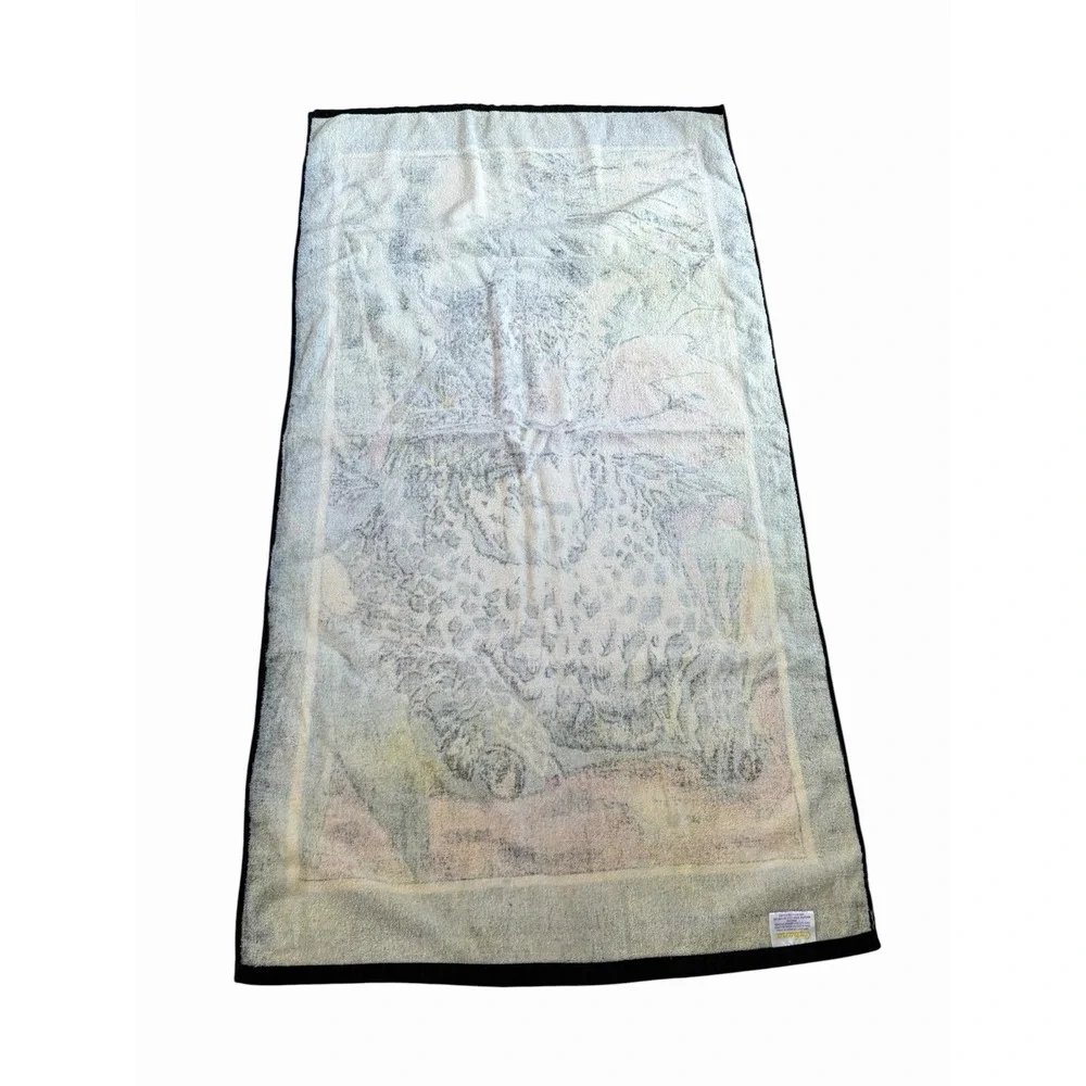 Vintage Cabana Leopard Jungle Beach Towel Safari Animal Print Cotton Velour‎